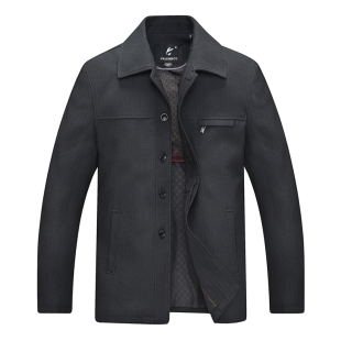 特价促销2015新款夹克衫中老年黑灰色翻领夹克爸爸装外套男士上衣