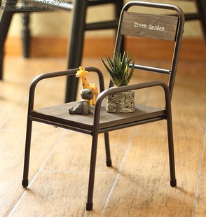 美式乡村家具铁艺做旧复古酒吧餐桌椅仿古餐椅实木铁艺靠背椅