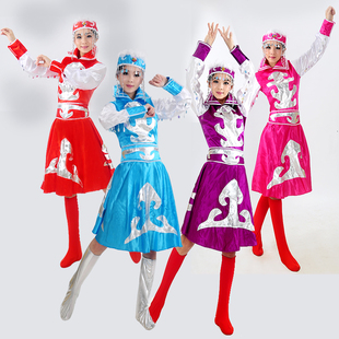 新款少数民族服装蒙古族服饰蒙古族服装演出服装舞蹈女裙袍舞台装
