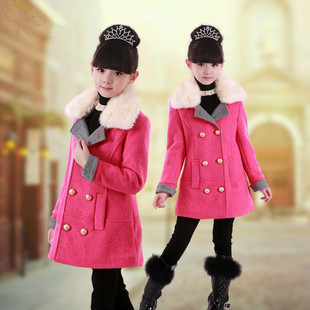 童装秋冬装2015新款女童呢子大衣14岁儿童加厚韩版中长款毛呢外套