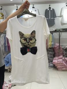 麻棉Home2015春秋韩国代购同款韩版3D印花圆领短袖T恤