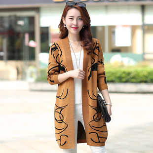 2015秋季女装韩版宽松毛衣大码中长款针织衫女开衫长袖披肩外套潮