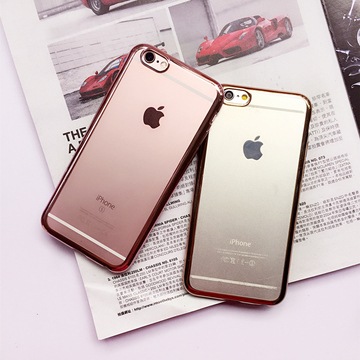 奢华简约iphone6手机壳4.7苹果6plus透明硅胶保护套6s镶边软外壳p
