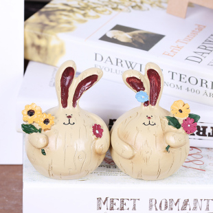 大蒜头兔子树脂娃娃摆件 创意家居装饰品摆设 婚庆礼物 结婚礼品