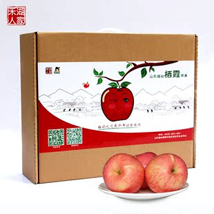正宗新鲜水果山东烟台栖霞红富士苹果果径80MM12个礼盒装现摘现发