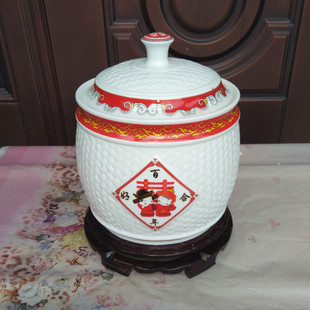 陶瓷米缸米桶油缸酒水缸储物罐带盖储米桶防潮8斤/15斤/25斤/35斤