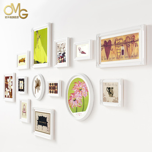 欧木格 实木照片墙 相框墙  客厅欧式 创意组合 相片墙 画框组合