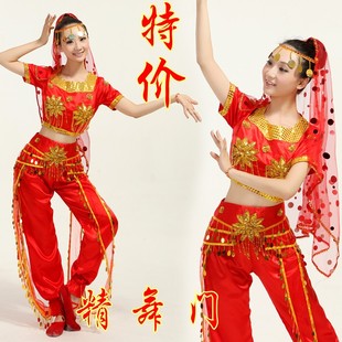 新款肚皮舞套装 印度舞新疆舞蹈民族演出服成人女装 短袖灯笼裤