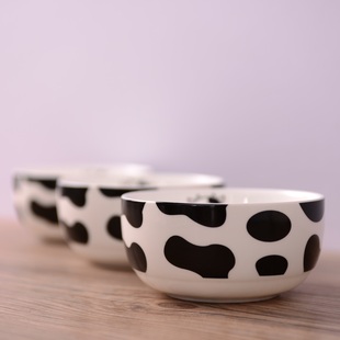 奶牛餐具套装可爱餐具 韩式卡通陶瓷碗碟盘勺陶瓷筷子碗碟套装