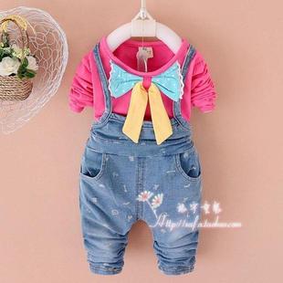 2015新款女宝宝秋装0-1-2-3岁婴幼儿童衣服 韩版纯棉长袖2件套装