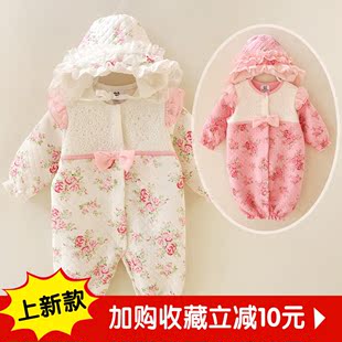 婴儿连体衣加厚秋装新生儿纯棉宝宝外出衣服3个月儿童秋冬季哈衣0
