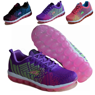 飞线针织儿童运动鞋女童跑步鞋学生女大童跑步鞋紫色公主鞋亲子鞋