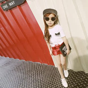 童装2016夏季女童短袖纯棉t恤韩版卡通白色上衣儿童圆领打底衫潮