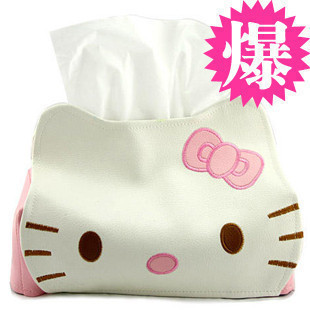 Kitty猫咪 hello kitty纸巾抽 皮革纸巾抽车用纸巾套可爱纸巾盒套