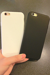 黑白纯色港风简约情侣款iPhone6S/6 plus挂绳手机壳全包硅胶软壳