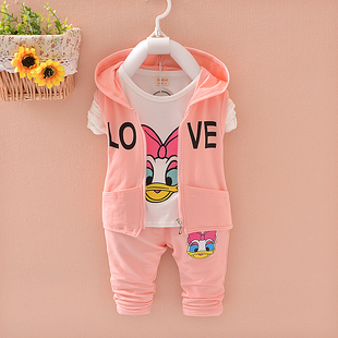 2015新款女童秋装0-1-2-3岁婴幼儿宝宝衣服 韩版纯棉长袖3件套装