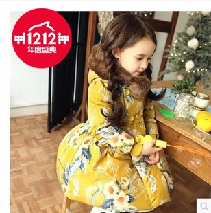 韩国童装女童棉袄冬季2015新款花朵宝宝羽绒棉衣儿童加厚外套棉服