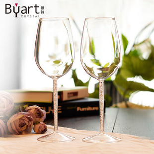 欧式创意葡萄酒红酒杯透明水晶水钻玻璃高档送礼品高脚杯套装一对