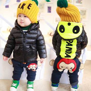 1-2-4-6岁男童冬装 一岁半儿童加厚保暖韩版外套宝宝皮衣套装潮