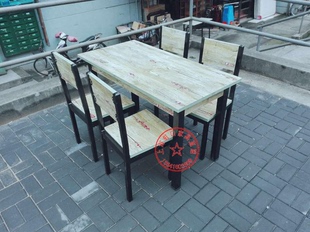 一桌四椅 长型快餐桌椅 简易方桌椅食堂吃饭桌餐厅桌椅1.2上海