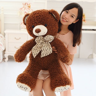 毛绒玩具领结泰迪熊公仔1米 布娃娃女生抱抱熊棕色送女友生日礼物