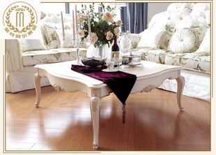 美式田园茶几 实木奢华象牙白欧式客厅简约时尚小桌子家具JY-016