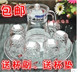 玻璃杯子茶杯透明水杯水具茶具水壶套装带沥水盘杯架加厚耐热包邮
