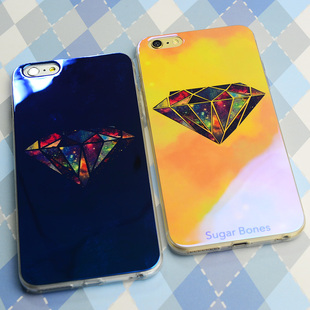 iphone6 plus手机壳情侣苹果5s保护套镭射蓝光钻石透明全包软壳