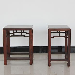 苏作红木家具 老挝大红酸枝木脚枨小方凳  明式古典交趾黄檀杌凳