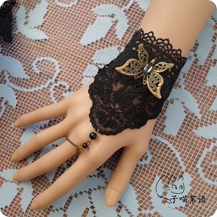 蝶语| 黑色 薄纱 蕾丝 手链 满手背 性感 腕饰 写真 遮挡疤痕纹身