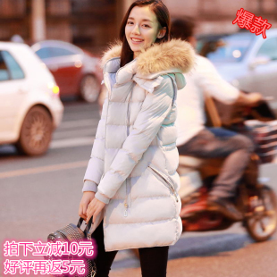 2015冬季新款棉衣女韩版中长款修身加厚连帽毛领棉服外套潮面包服