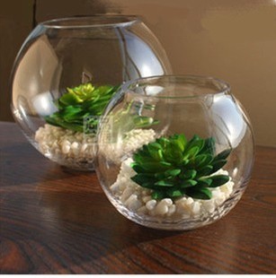 玻璃 水培 植物花瓶 透明圆球送定植篮绿萝水培花盆 水培器皿