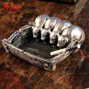 喜鑫福 创意摆件小猪个性复古烟灰缸办公桌摆件礼品招财首选礼物
