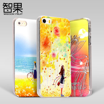 智果 苹果iphone5s手机壳套女男简约文艺i5保护壳创意彩色浮雕