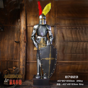 B7823酒吧工艺摆设/真人大小武士摆件/中世纪盔甲/手工铁艺雕塑