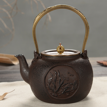 水悦星纯手工氧化无涂层铁壶日本南部铸铁壶养生老铁壶煮茶壶锦鲤