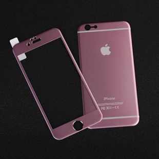 苹果6钢化膜全屏覆盖4.7iphone6plus粉色彩膜手机膜六前后背贴膜