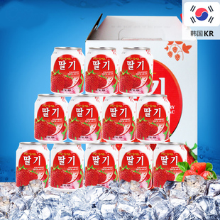 九日牌 韩国原装进口果肉果汁饮料 238ml*12罐装 内含草莓果肉