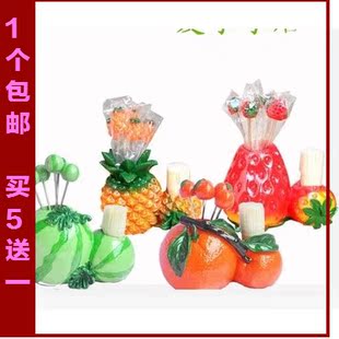 韩国时尚创意礼品水果签牙签盒不锈钢水果叉带牙签筒套装批发包邮