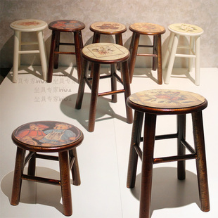欧式简约现代实木凳子家用餐桌凳子椅子圆凳成人木质板凳特价包邮