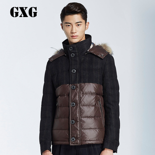 GXG男装冬装新款外套 男士时尚休闲百搭款咖色羽绒服#34111449