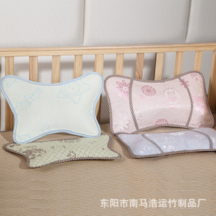 冰丝婴儿枕头凉席凉枕儿童亚麻枕 幼儿园宝宝定型枕 卡通婴儿枕芯