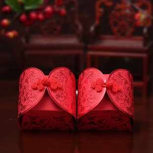 婚庆用品婚礼喜糖盒子创意礼盒 结婚红色个性糖果盒方形纸盒中式