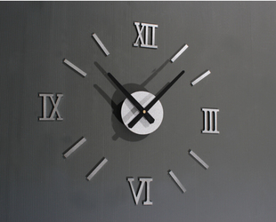 原创金属质感DIY趣味时钟 时尚创意墙贴钟 欧式罗马数字DIY挂钟