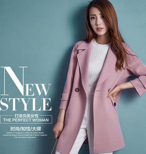 2015新款韩版秋冬上衣修身羊绒中长款呢子外套双面羊毛呢女大衣