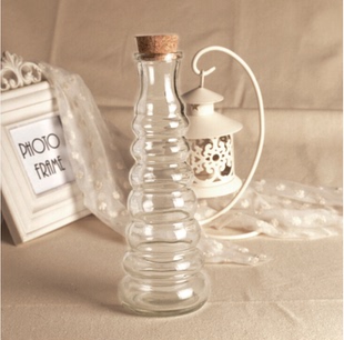 新款奶茶瓶葫芦形冷泡茶瓶木塞瓶玻璃饮料瓶果汁杯牛奶瓶350ml