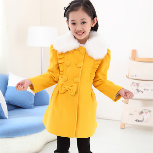 2015秋冬季棉衣童装女童呢子大衣毛呢加厚外套风衣上衣3-10岁韩版