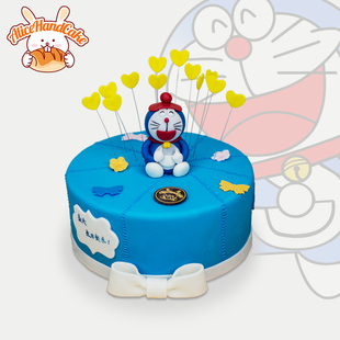 艾利兔创意翻糖蛋糕定制卡通机器猫哆啦A梦儿童生日甜品北京同城