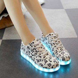 七彩发光鞋男夜光鞋荧光鞋灯光鞋女春季USB充电LED鞋情侣韩版潮鞋