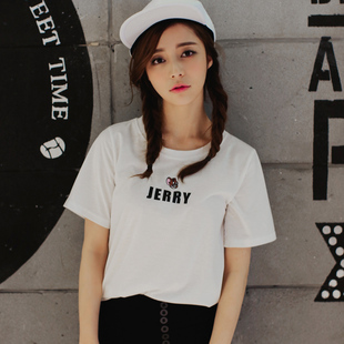 2015新款短袖T恤女夏季休闲纯棉米老鼠宽松学生上衣简约印花韩国
